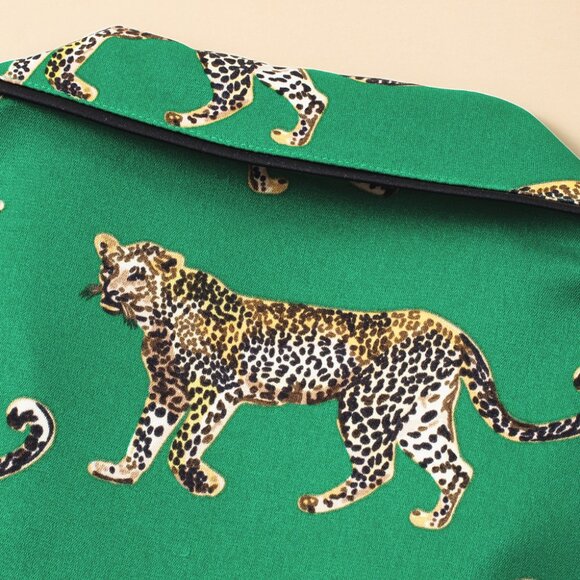 Green Cheetah Print Short Sleeve Shirt and Pants Pajama Set - Picture 16 of 16